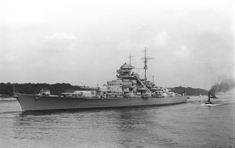 German Battleship Bismark leaving port before being sunk by the Royal Navy in the Battle of the Atlantic