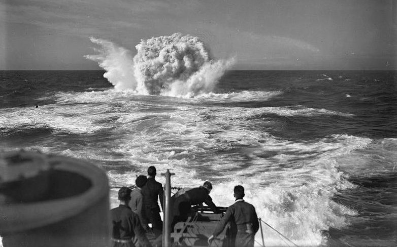 Depth Charge explodes during the Battle of the Atlantic